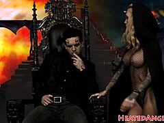 inked goth babe rides cock in cowgirl position