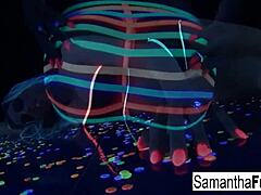 Samantha saint intensely masturbates in super hot black light solo