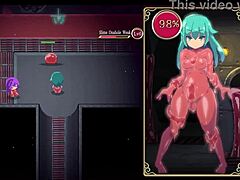 mage kanade's futanari dungeon quest ep 3. latex slime suit pumps her tiny futa cock in hentai game pornplay.