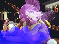Bee hentai unfolds in cafe