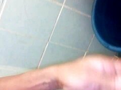 Long thick black toy for intense masturbation session