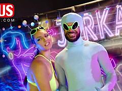 jessie pony and bernard sanchez get wild in jerkaoke orgy, fingering and teasing to orgasm