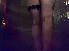 i'm recordin my tinder whore in the shower playin with her big shaved ass