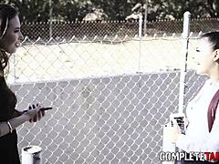 teen pussy licked then fucked doggystyle threesome