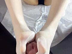 she slipped into those comfy stockings, ready for some intimate foot play that felt just right