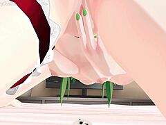 tiny girl encounters huge tall giantess in anime