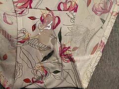 Cum Stains on My Best Friend's Floral White Panties