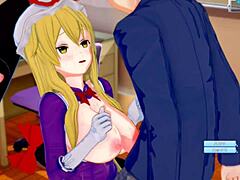 Intense breast squeezing Yukari Yakumo Touhou 3DCG hentai