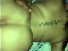 hot brunette sits and cums on miner's cock