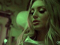 Kayley Gunner strips and fingers her shaved pussy with dildos