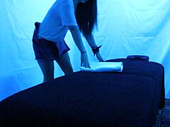 I feel so good massaging gigi breeze under blacklight with her natural tits out there