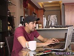 Little teen subtly milks cock with deepthroat and facial