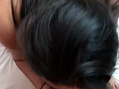 Lex and Lotus's first deepthroat blowjob turns into intense face fucking in hotel room