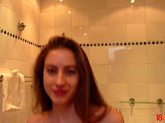 Kate love gives bathroom blowjob then bedroom fuck