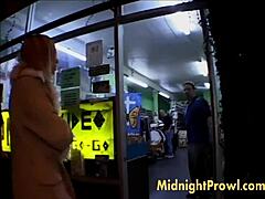 Hot blonde babe licks pussy while blowing a group outdoors.