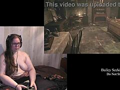 Naked BBW Plays Resident Evil Village Part 7 With Tattoos And Piercings