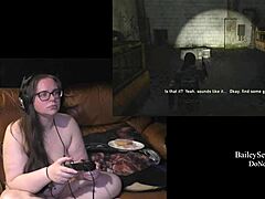 naked brunette with tattoos plays game left behind part 3