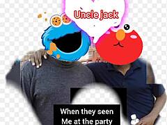 Uncle Jack sings a Sesame Street remix without voice effects on the street.