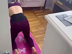 Plumber spilled his load on my ass during yoga.