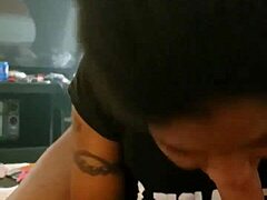 Ebony amateur performs sucking in intriguing scene.