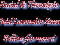 she gives a sloppy blowjob, gulping cum while staring back on her knees