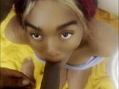 Black teen couple gives blowjob and fingers each other