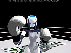 in the pov view, the boxing sexbot engages in intense sexual activity with the user, delivering powerful thrusts and sensations