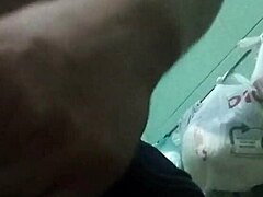 Subtle thong outline in tight jeans