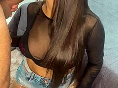 This gorgeous brunette teen is addicted to giving blowjobs and deepthroats with cumshots