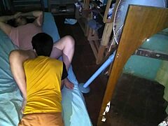 Couple Sucks Beautiful Girlfriend's Pussy At Night