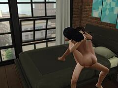 Sims characters bend over for doggystyle and missionary action