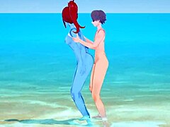 Lucky Guy Creampies Undyne in Hot Beach Action