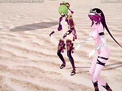 Genshin Impact MMD Features Rosaria and Kuki Shinobu in Rockabye Scene