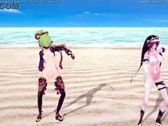 Genshin Impact MMD Features Rosaria and Kuki Shinobu in Rockabye Scene
