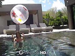 michelle martinez gives blowjob in the pool