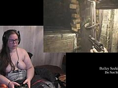 Brunette plays naked in resident evil village part 3