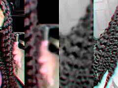 Ebony beauty twerks hard while fingering oiled shaved pussy