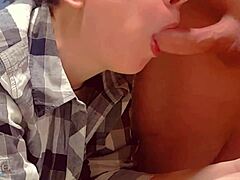 Babe in Pantyhose Sucks Step Brother While Parents Are Home, Cum on Tights