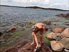 milf feels intense pleasure masturbating with toys in public nature setting