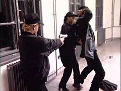 Watch this slut taking two cocks at once, blowjobs and group action!