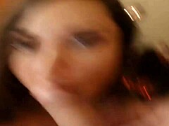 hot russian girlfriend sucks cock intensely on webcam