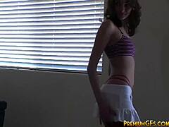 Taylor Strips Solo in Stockings for Teen Photoshoot Session