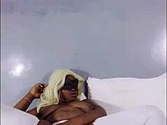 ebony bbw white white long socks masturbating in bed