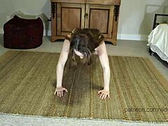 Sexy Workout Session with Model Millie in Tight Thong and Nude Poses