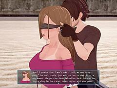 Masked donna gets double fingering in harem rpg game!