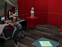 in this trio, the brunette watches the blonde and redhead in lesbian action with big cocks