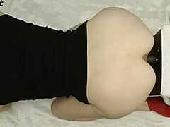 Stepsister roughly rides her big new toy to intense climax