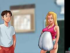 cheerleaders compare voluptuous boobs