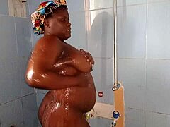 Ebony Babe Masturbates Solo In Bathroom