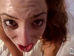 Venom Evil Masturbates Then Deepthroats a Cock Toys Shaved